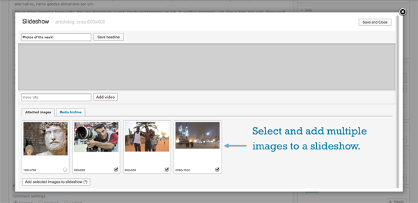 The Select and add multiple images to a slideshow