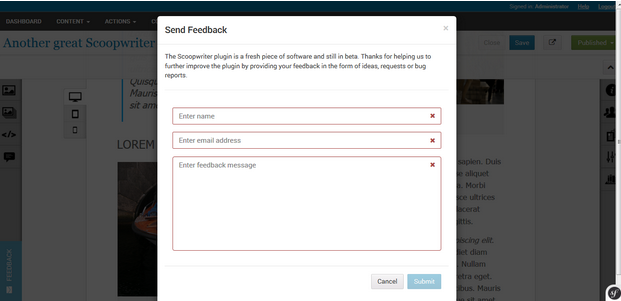 Scoopwriter is in beta. Please provide your feedback!