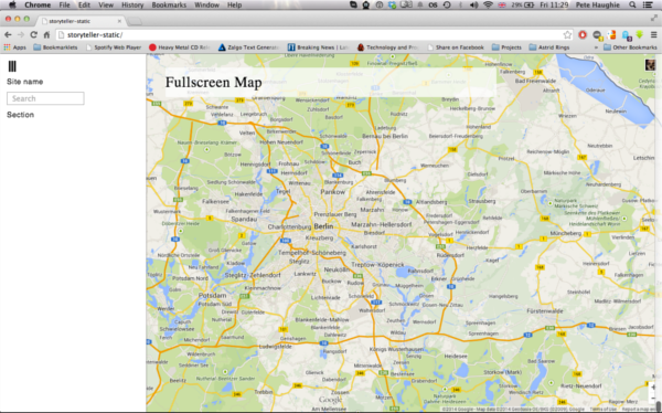 Full-screen map in Storyteller. Photo CC Sourcefabric.