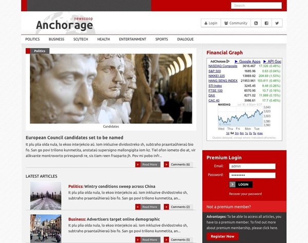 Anchorage theme with css skin applied