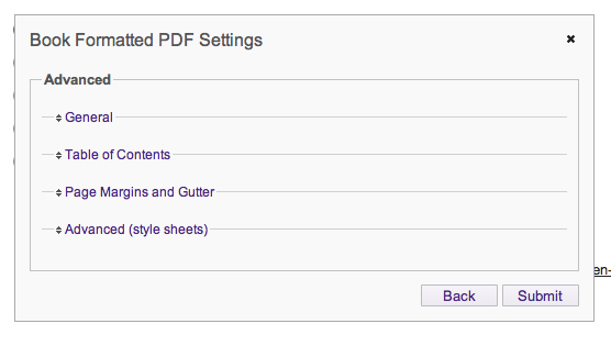 Book formated pdf settings