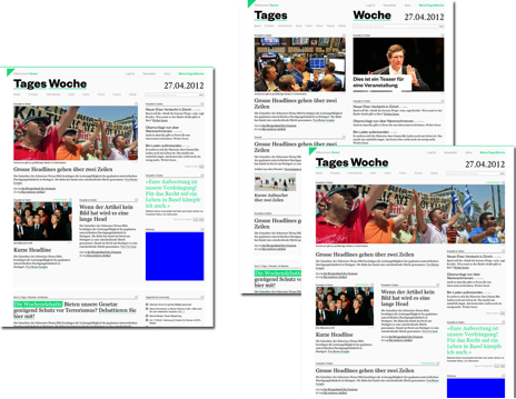 TagesWoche’s news styles change the look and feel of the front page.