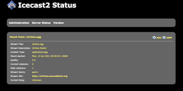 Check your Airtime webstream with the Icecast status page.
