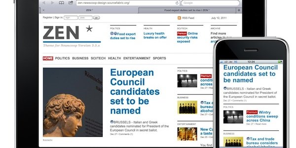 ZEN*, a Newscoop theme that automatically resizes to fit the device it's being viewed on..