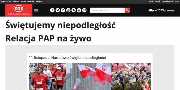 Polish agency PAP used Live Blog to cover celebrations of this year’s Polish National Day